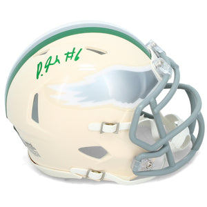 DeVonta Smith Autographed Philadelphia Eagles RETRO Speed Mini Helmet Beckett