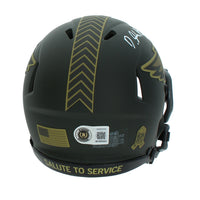DeVonta Smith Autographed Philadelphia Eagles 2025 Salute to Service Speed Mini Helmet Beckett