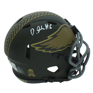 DeVonta Smith Autographed Philadelphia Eagles 2025 Salute to Service Speed Mini Helmet Beckett