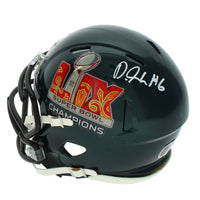 DeVonta Smith Autographed Philadelphia Eagles Super Bowl 59 Champions Logo Speed Mini Helmet Beckett
