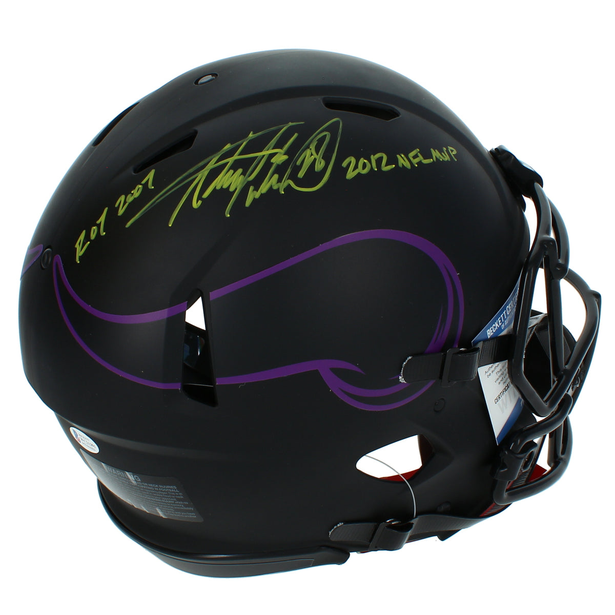 Adrian Peterson Autographed/Dual Inscribed Minnesota Vikings Eclipse Speed Authentic Helmet Beckett