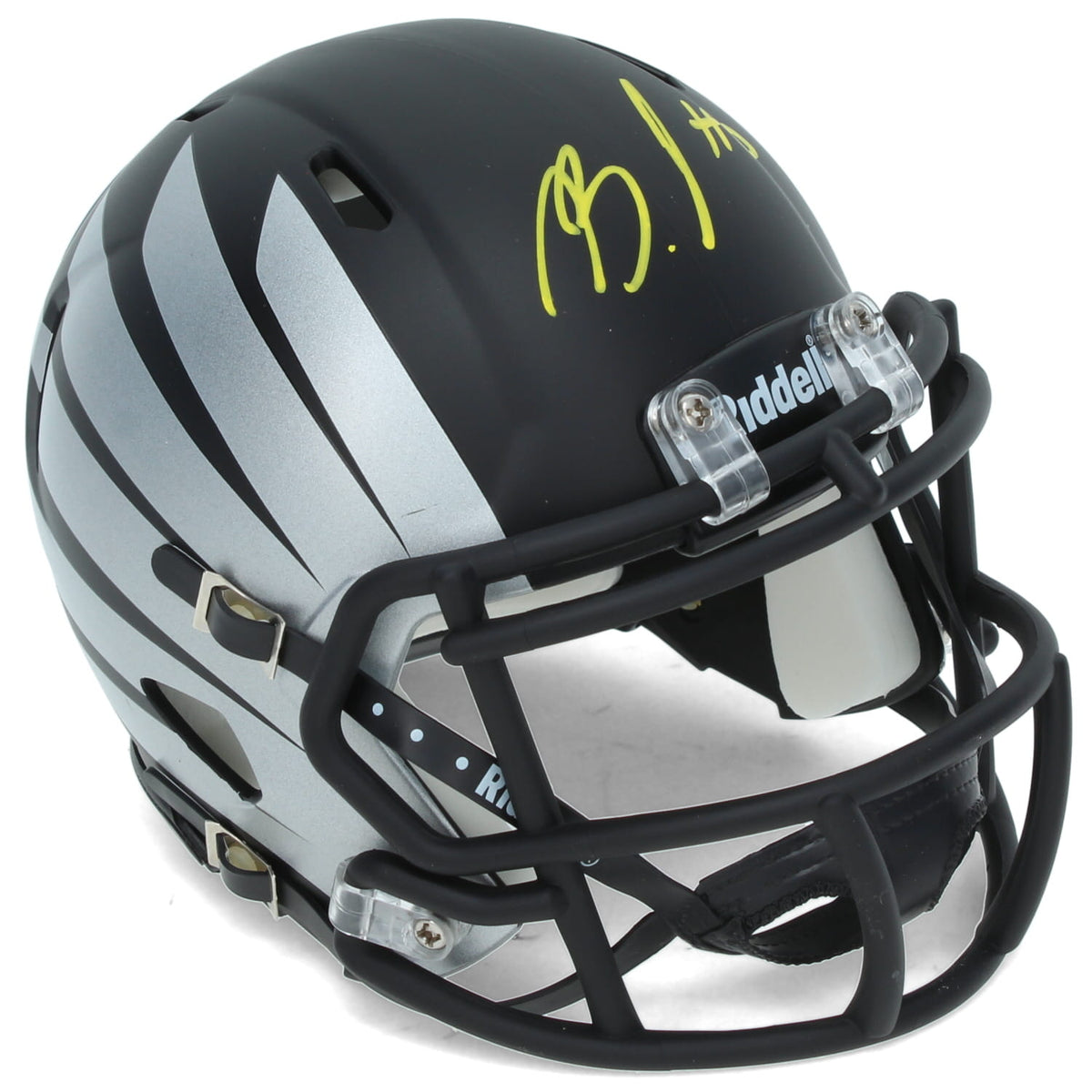 Bucky Irving Autographed Oregon Ducks Silver Alternate Painted Wings Speed Mini Helmet Beckett