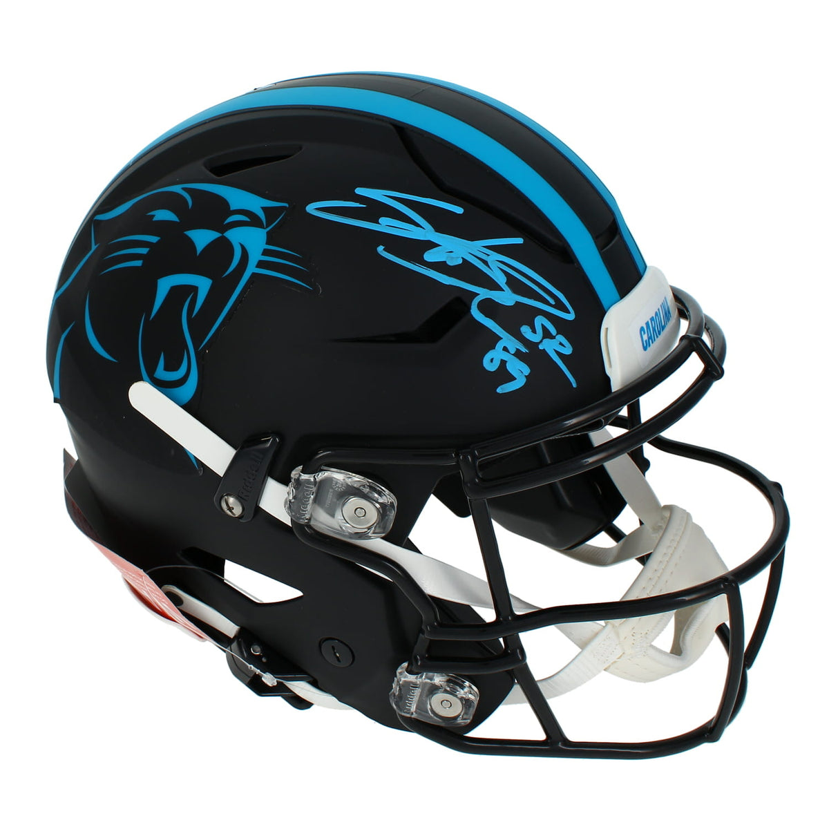 Steve Smith Autographed Panthers 2022 Black Alternate Speedflex Helmet Radtke