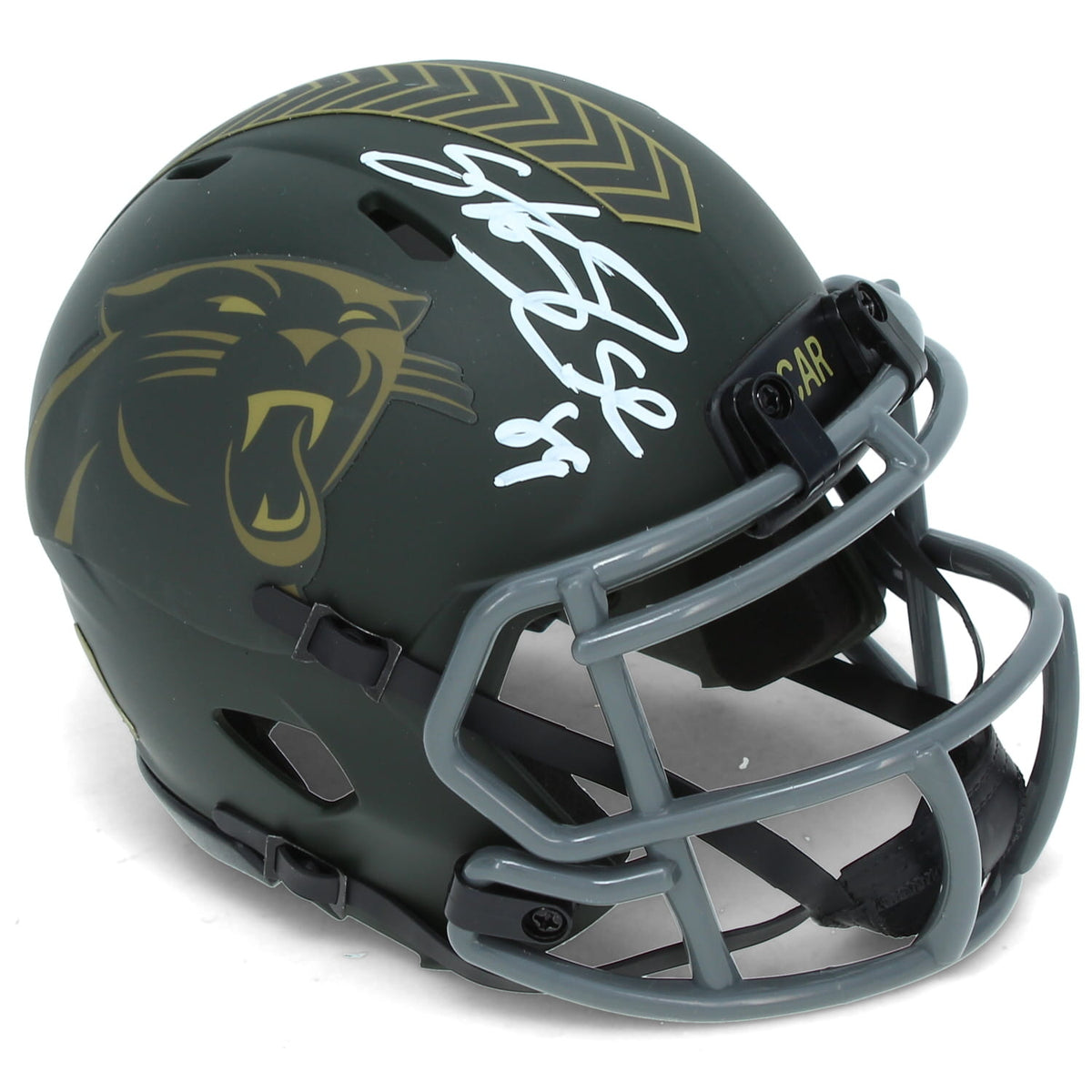Steve Smith Autographed Carolina Panthers 2025 Salute to Service Speed Mini Helmet Radtke