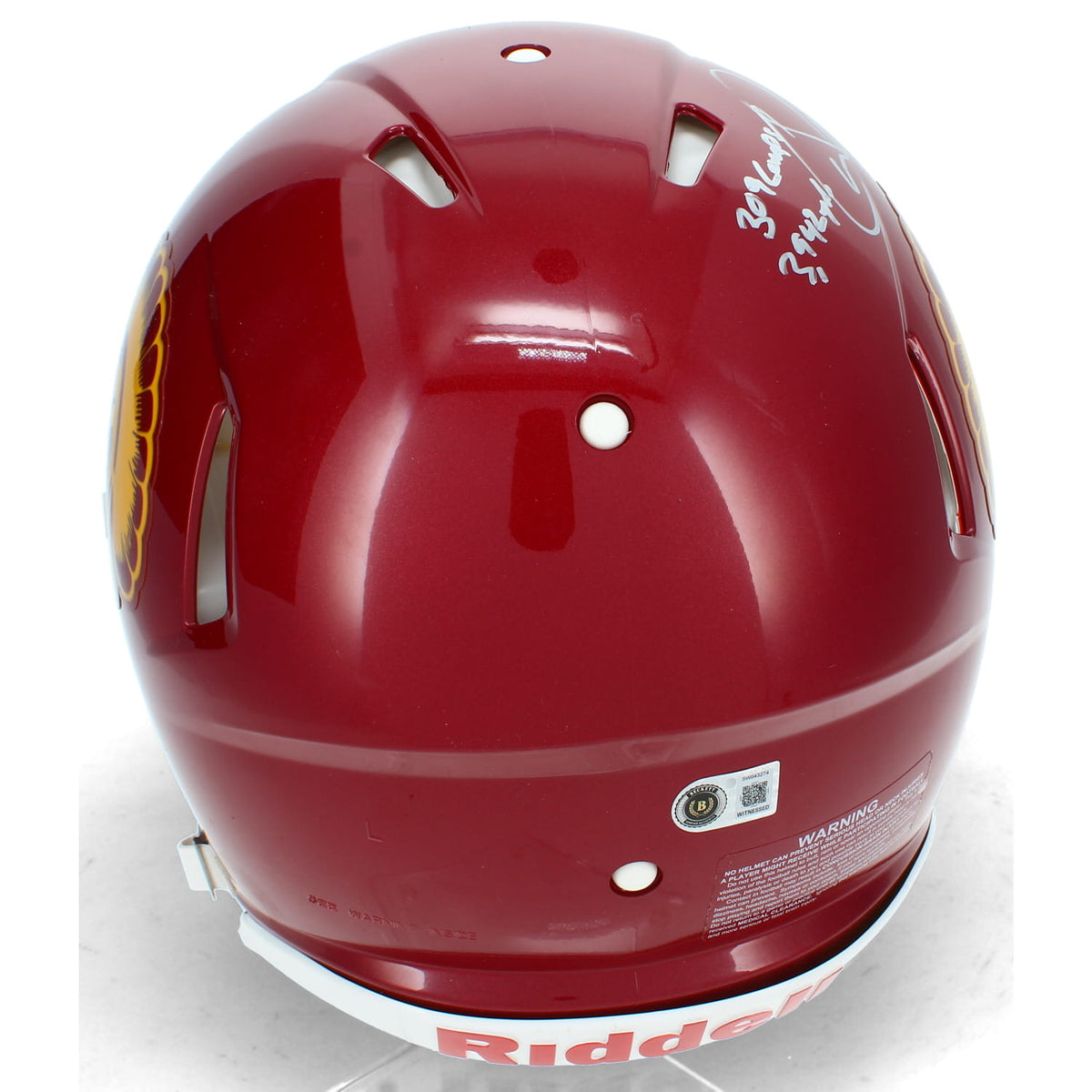 Carson Palmer Autographed/Multi-Inscribed Heisman Year Stats USC Trojans Speed Authentic Helmet Beckett