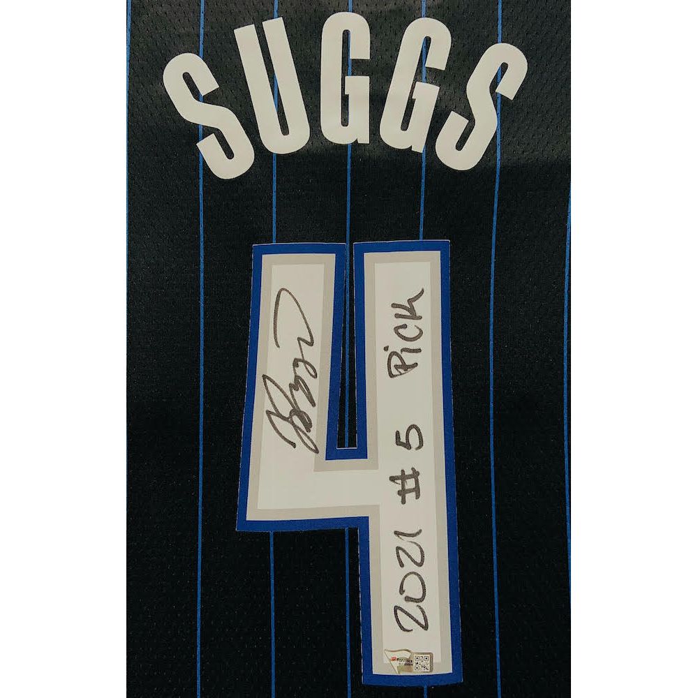 JALEN SUGGS Autographed "2021 #5 Pick" Orlando Magic Black Jersey FANATICS