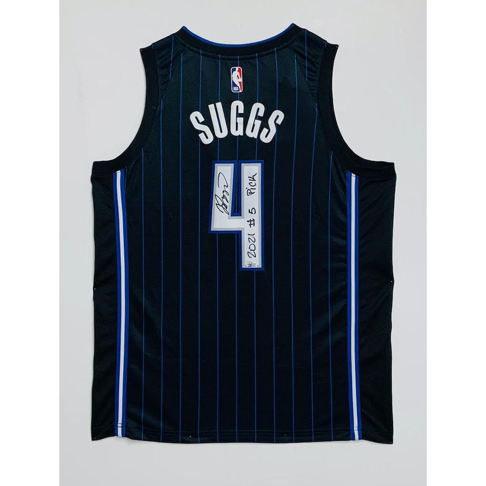 JALEN SUGGS Autographed "2021 #5 Pick" Orlando Magic Black Jersey FANATICS
