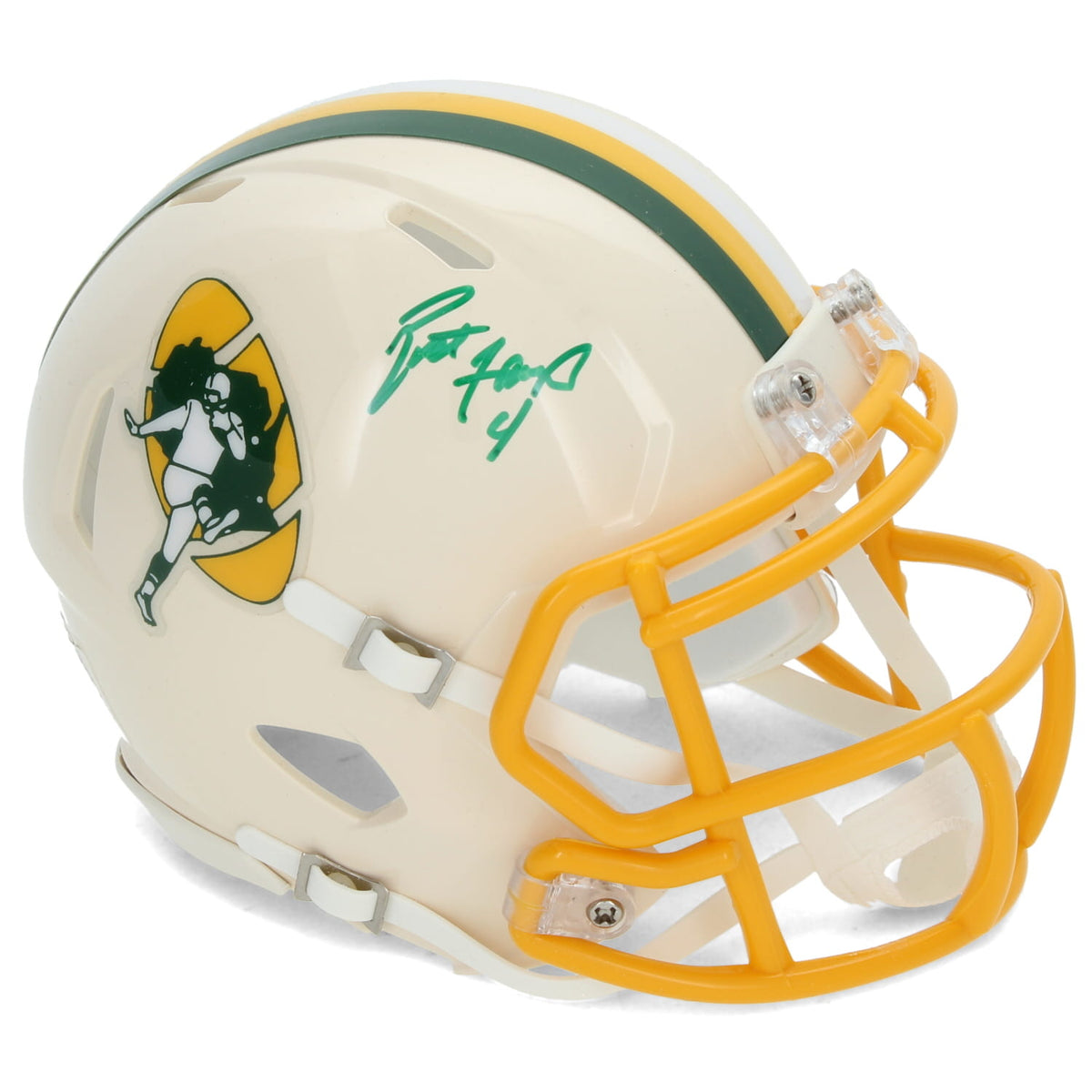 Brett Favre Autographed Green Bay Packers RETRO Speed Mini Helmet Radtke