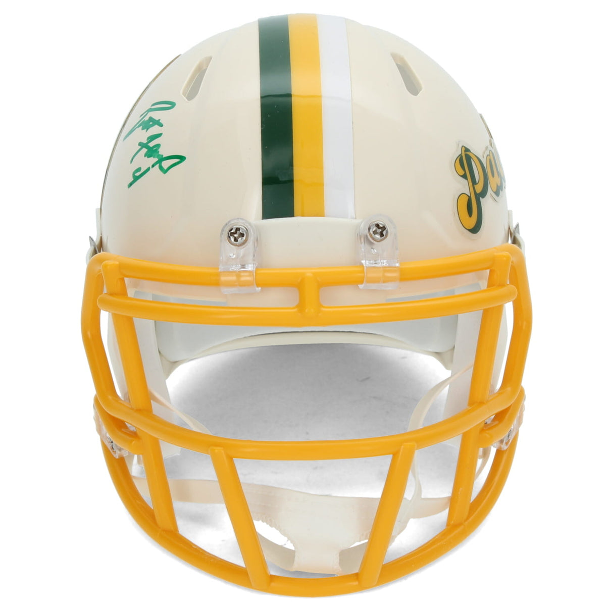 Brett Favre Autographed Green Bay Packers RETRO Speed Mini Helmet Radtke