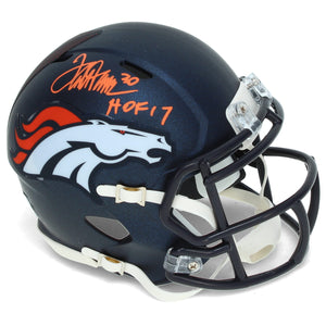 Terrell Davis Autographed/Inscribed "HOF 17" Denver Broncos Speed Mini Helmet Radtke