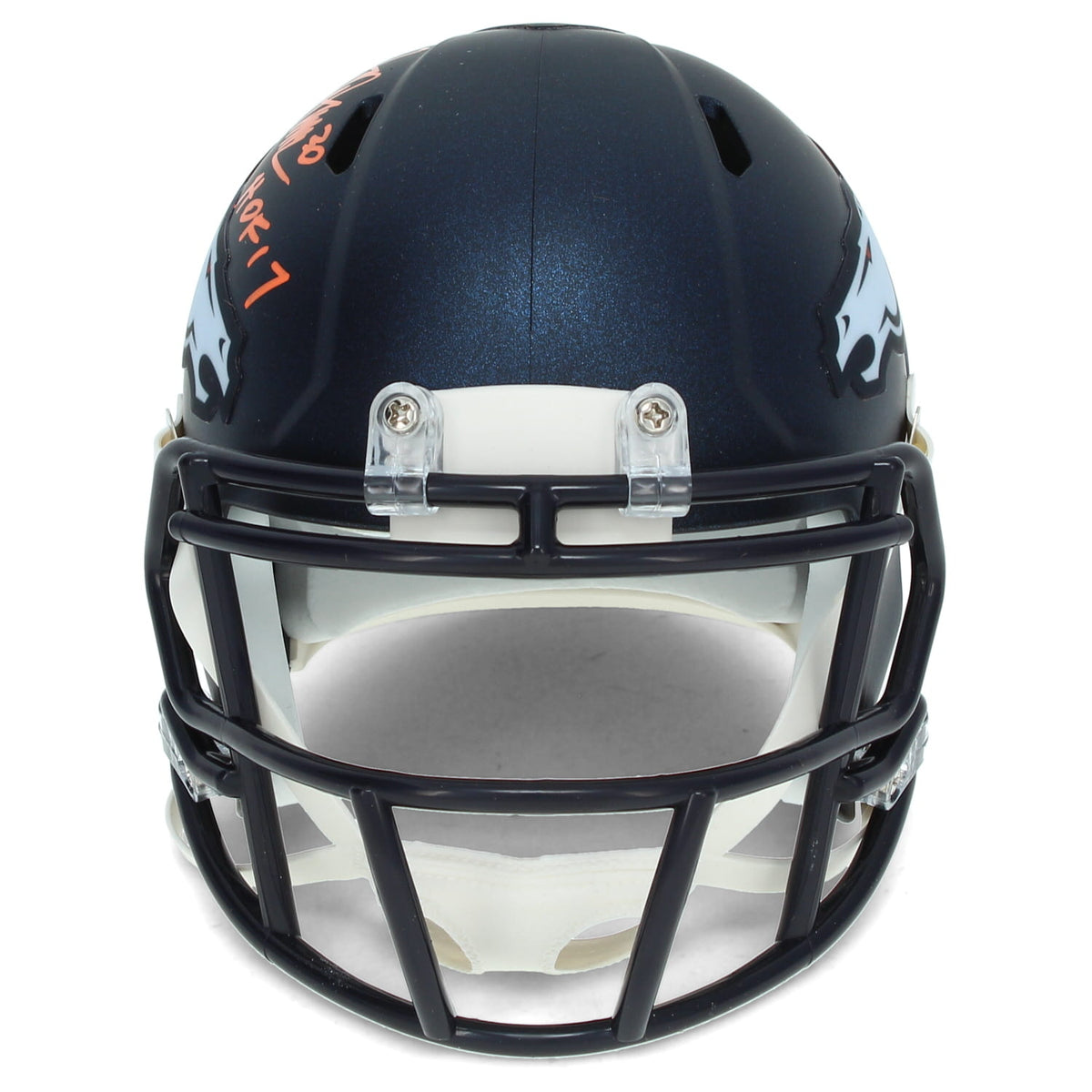 Terrell Davis Autographed/Inscribed "HOF 17" Denver Broncos Speed Mini Helmet Radtke