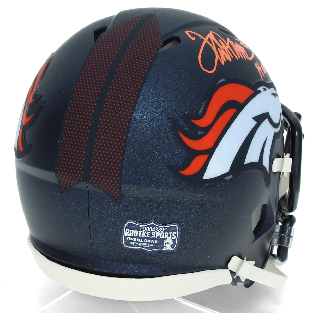 Terrell Davis Autographed/Inscribed "HOF 17" Denver Broncos Speed Mini Helmet Radtke