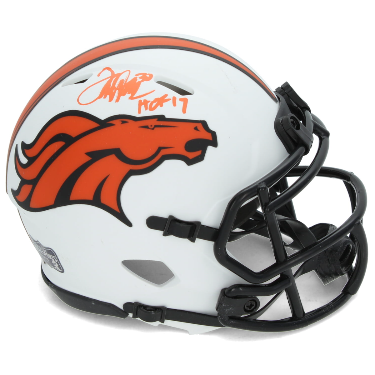 Terrell Davis Autographed/Inscribed "HOF 17" Denver Broncos Speed Lunar Eclipse Mini Helmet Radtke