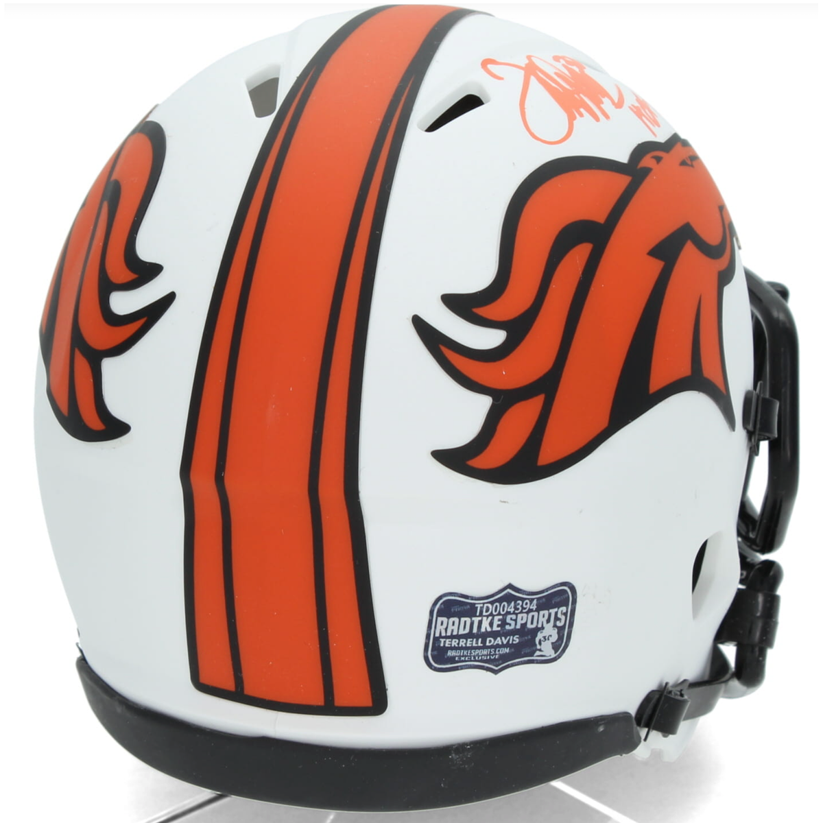 Terrell Davis Autographed/Inscribed "HOF 17" Denver Broncos Speed Lunar Eclipse Mini Helmet Radtke