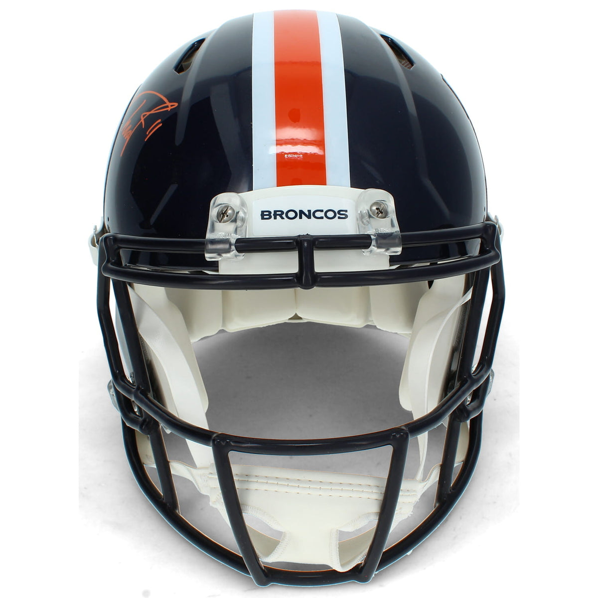 Troy Franklin Autographed Denver Broncos 2022 Color Rush Alternate Speed Authentic Helmet Beckett