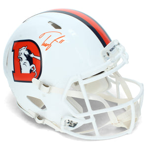 Troy Franklin Autographed Denver Broncos White 2023 Alternate Speed Authentic Helmet Beckett