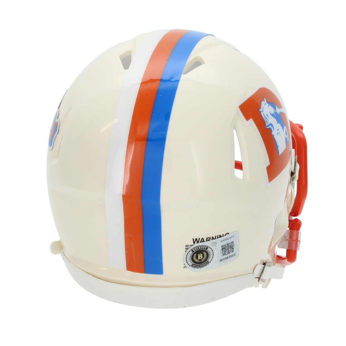 Troy Franklin Autographed Denver Broncos RETRO Speed Mini Helmet Beckett