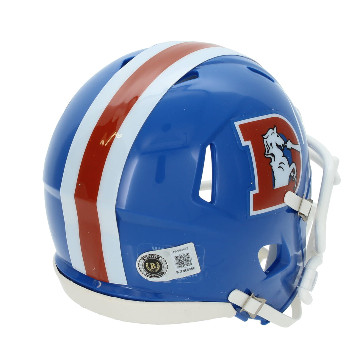 Troy Franklin Autographed Denver Broncos 1975-96 Throwback Mini Helmet Beckett