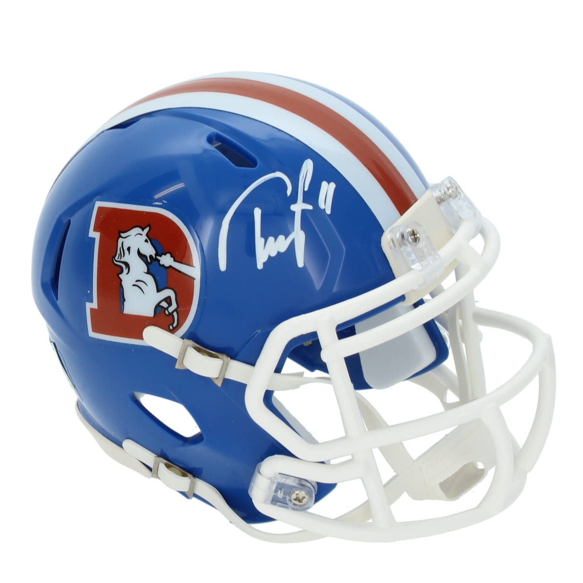 Troy Franklin Autographed Denver Broncos 1975-96 Throwback Mini Helmet Beckett