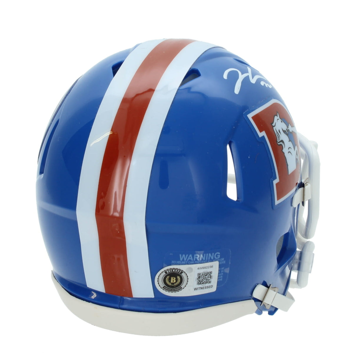 Jonah Coleman Autographed Denver Broncos 1975-96 Speed Mini Helmet Beckett