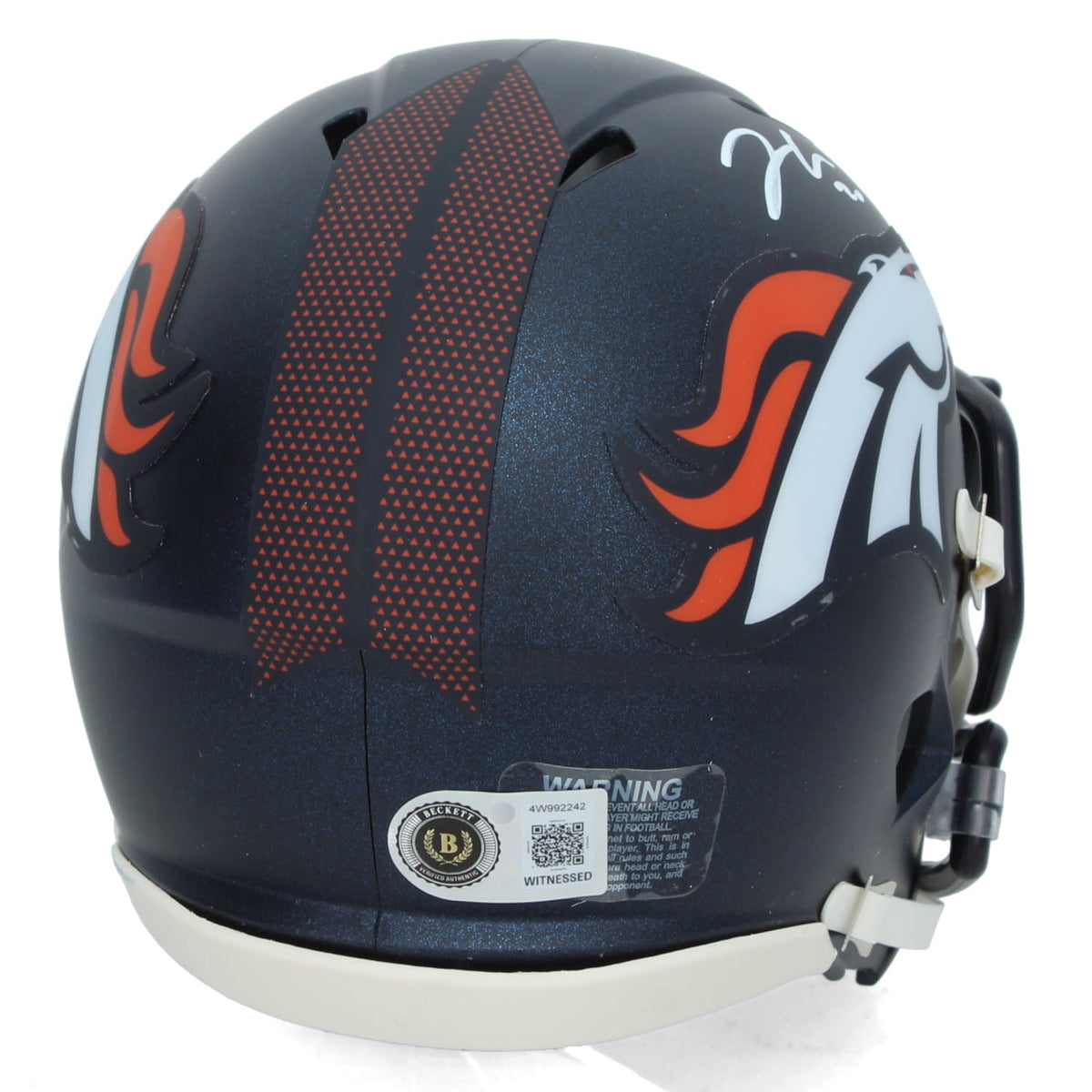 Jonah Coleman Autographed Denver Broncos Speed Mini Helmet Beckett Witnessed