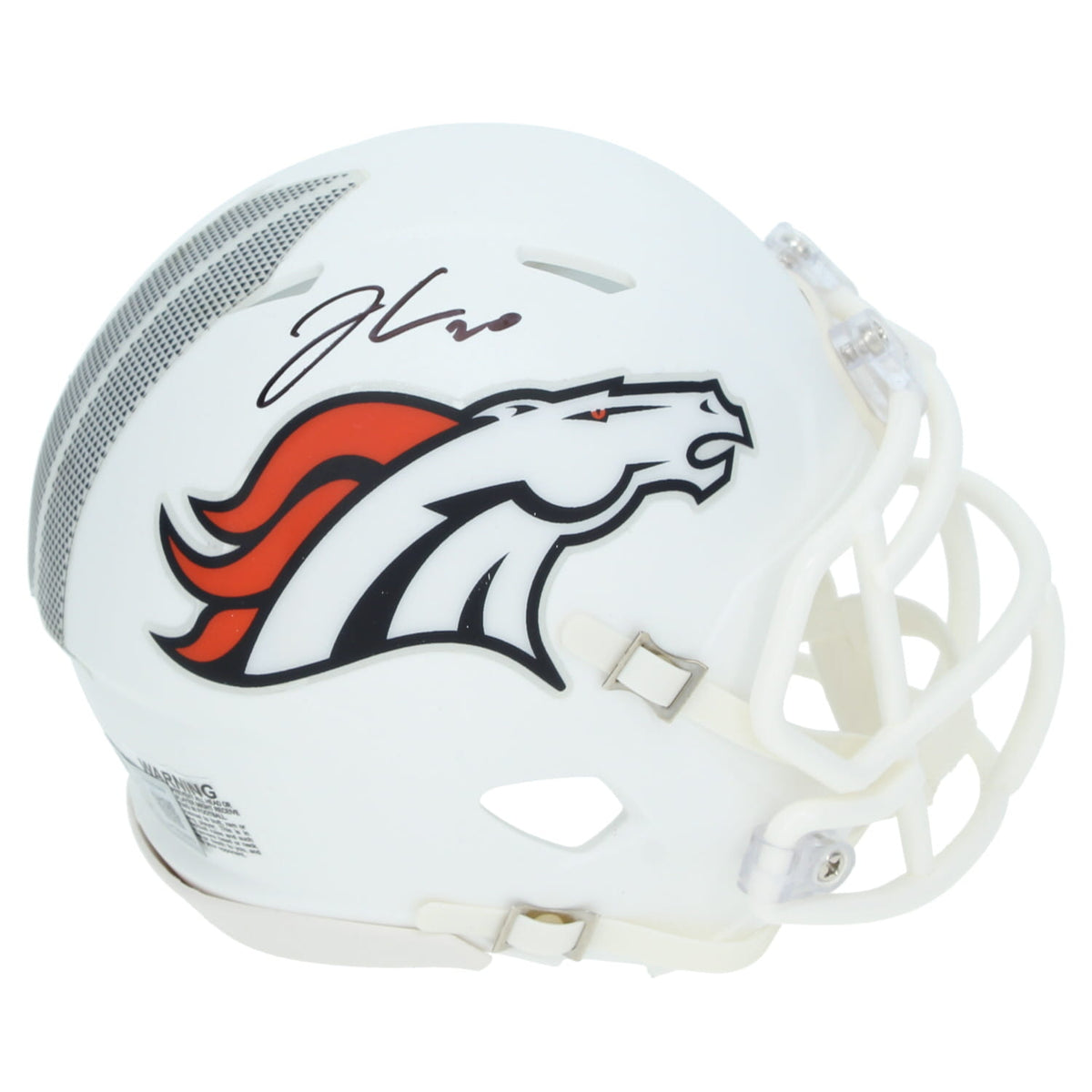 Jonah Coleman Autographed Denver Broncos White 2024 Alternate Speed Mini Helmet Beckett