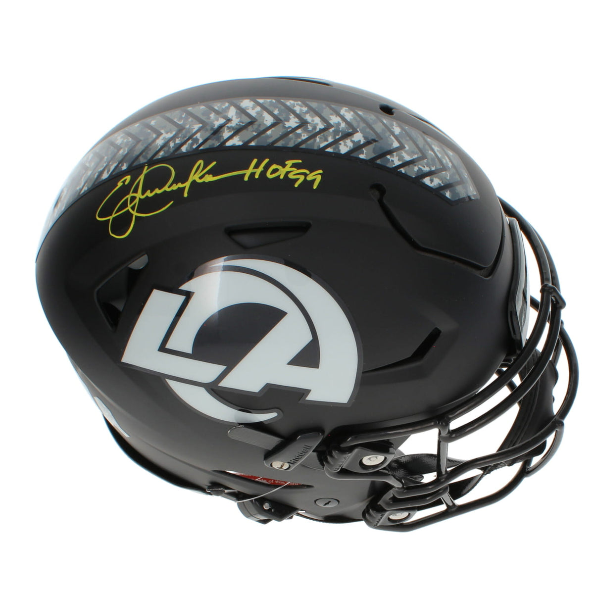 Eric Dickerson Autographed/Inscribed "HOF 99" Los Angeles Rams 2026 Salute to Service Speedflex Authentic Helmet Beckett
