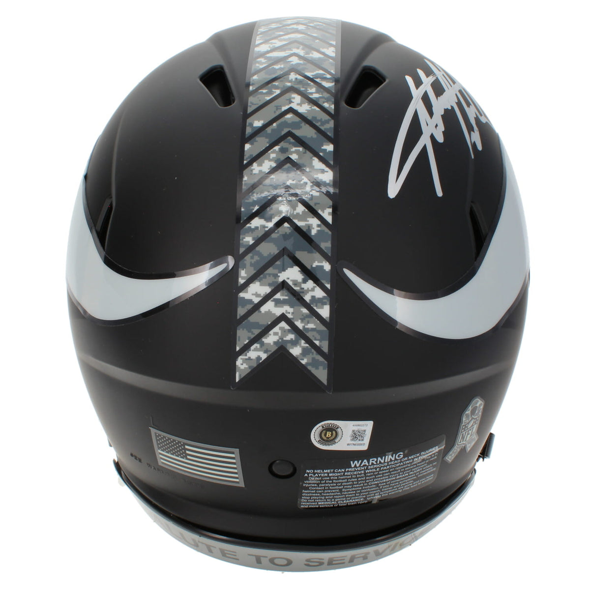Adrian Peterson Autographed Minnesota Vikings 2026 Salute to Service Speed Authentic Helmet Beckett