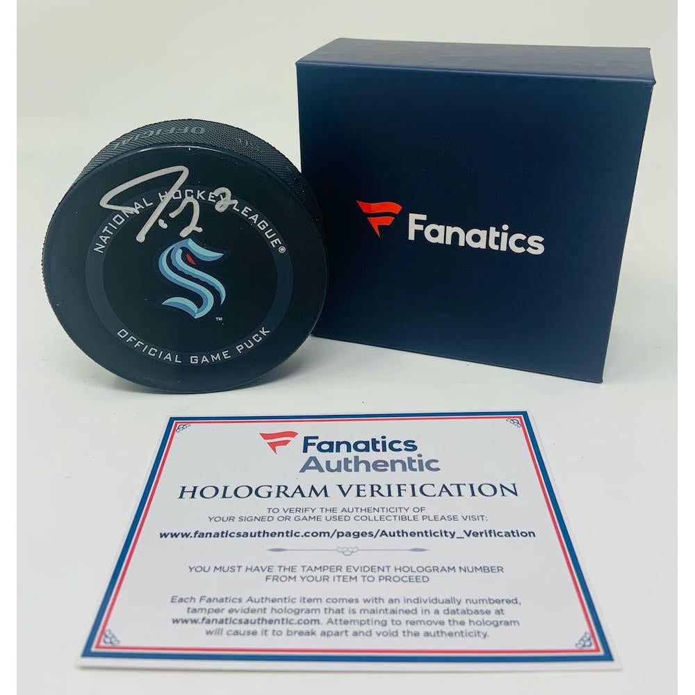 JORDAN EBERLE Autographed Seattle Kraken Official Game Puck FANATICS