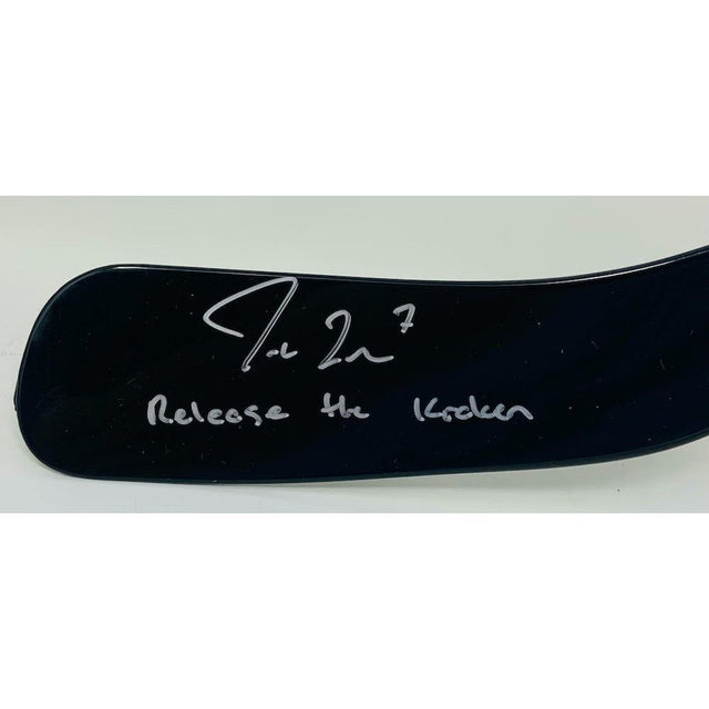 JORDAN EBERLE Autographed "Release The Kraken" Mini Hockey Stick FANATICS