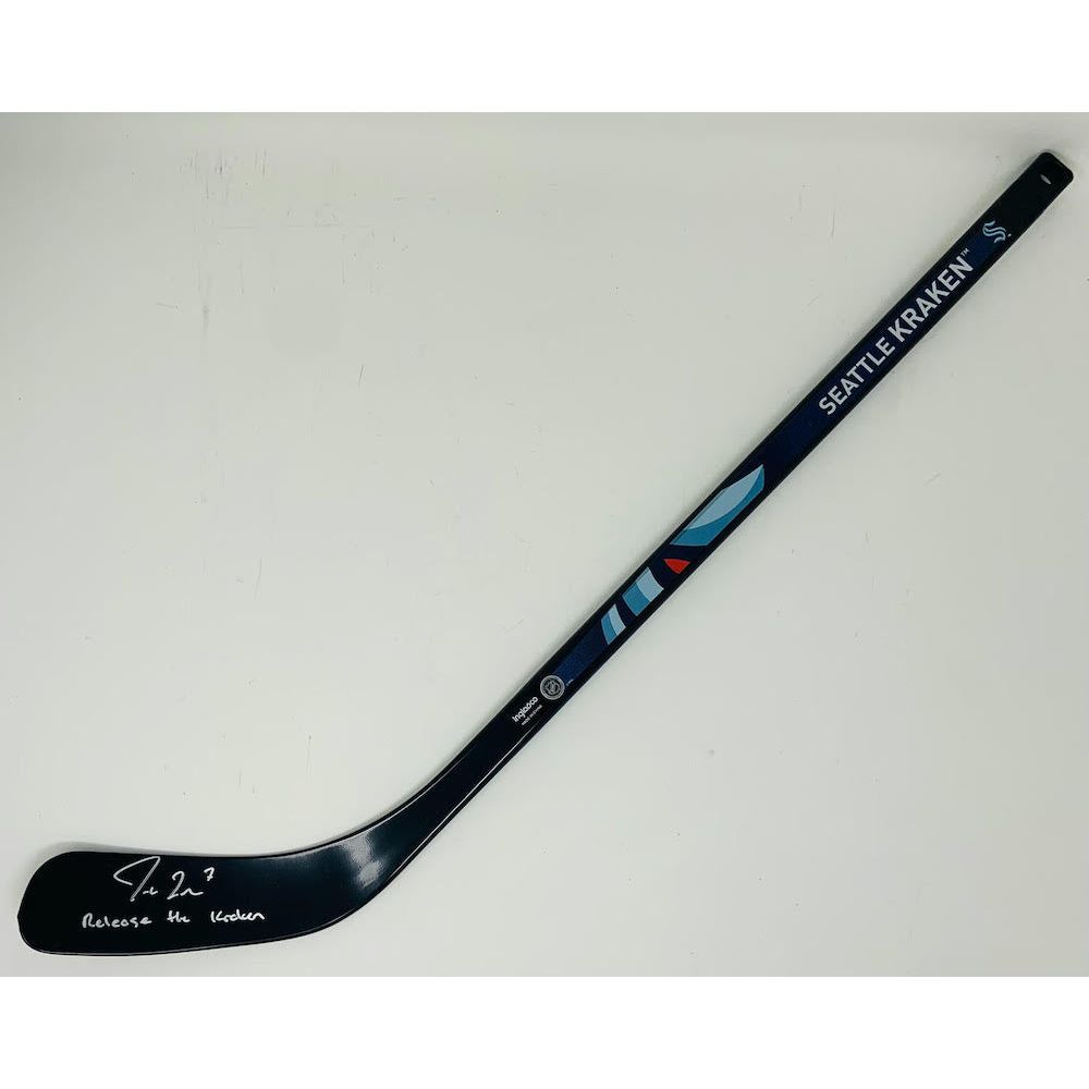 JORDAN EBERLE Autographed "Release The Kraken" Mini Hockey Stick FANATICS