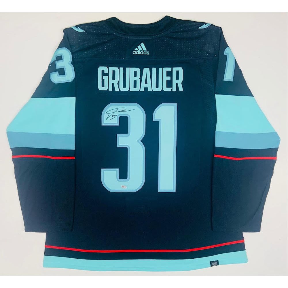 PHILIPP GRUBAUER Autographed Seattle Kraken Authentic Navy Jersey FANATICS