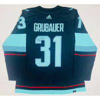 PHILIPP GRUBAUER Autographed Seattle Kraken Authentic Navy Jersey FANATICS