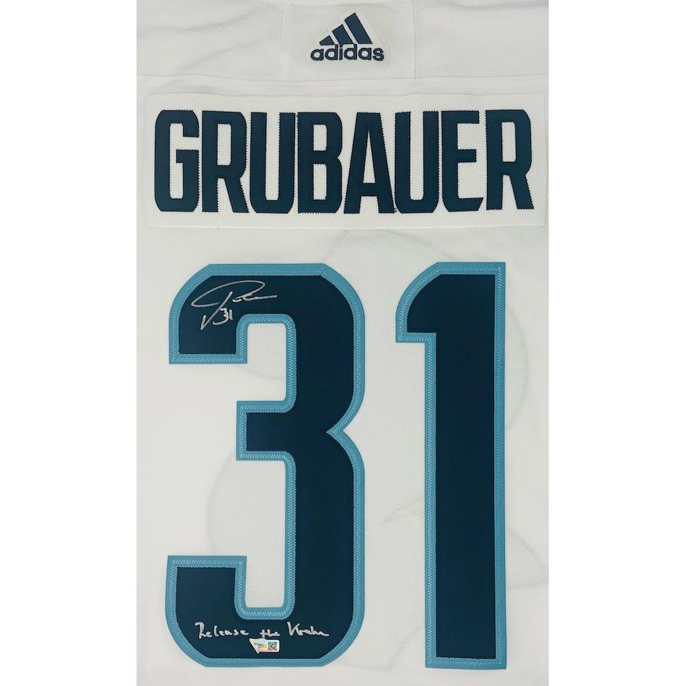 PHILIPP GRUBAUER Autographed Release The Seattle Kraken Authentic White Jersey FANATICS