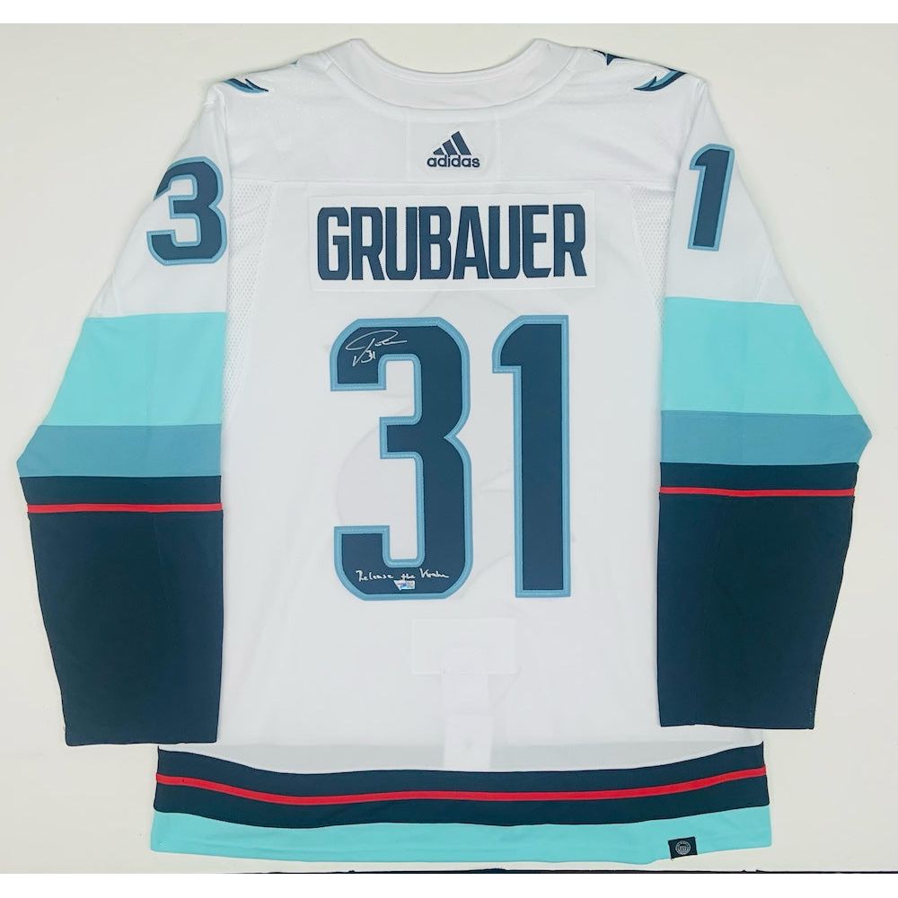 PHILIPP GRUBAUER Autographed Release The Seattle Kraken Authentic White Jersey FANATICS