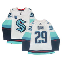 VINCE DUNN Autographed Seattle Kraken Authentic White Inaugural Patch Jersey FANATICS