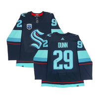 VINCE DUNN Autographed Seattle Kraken Authentic Navy Inaugural Patch Jersey FANATICS