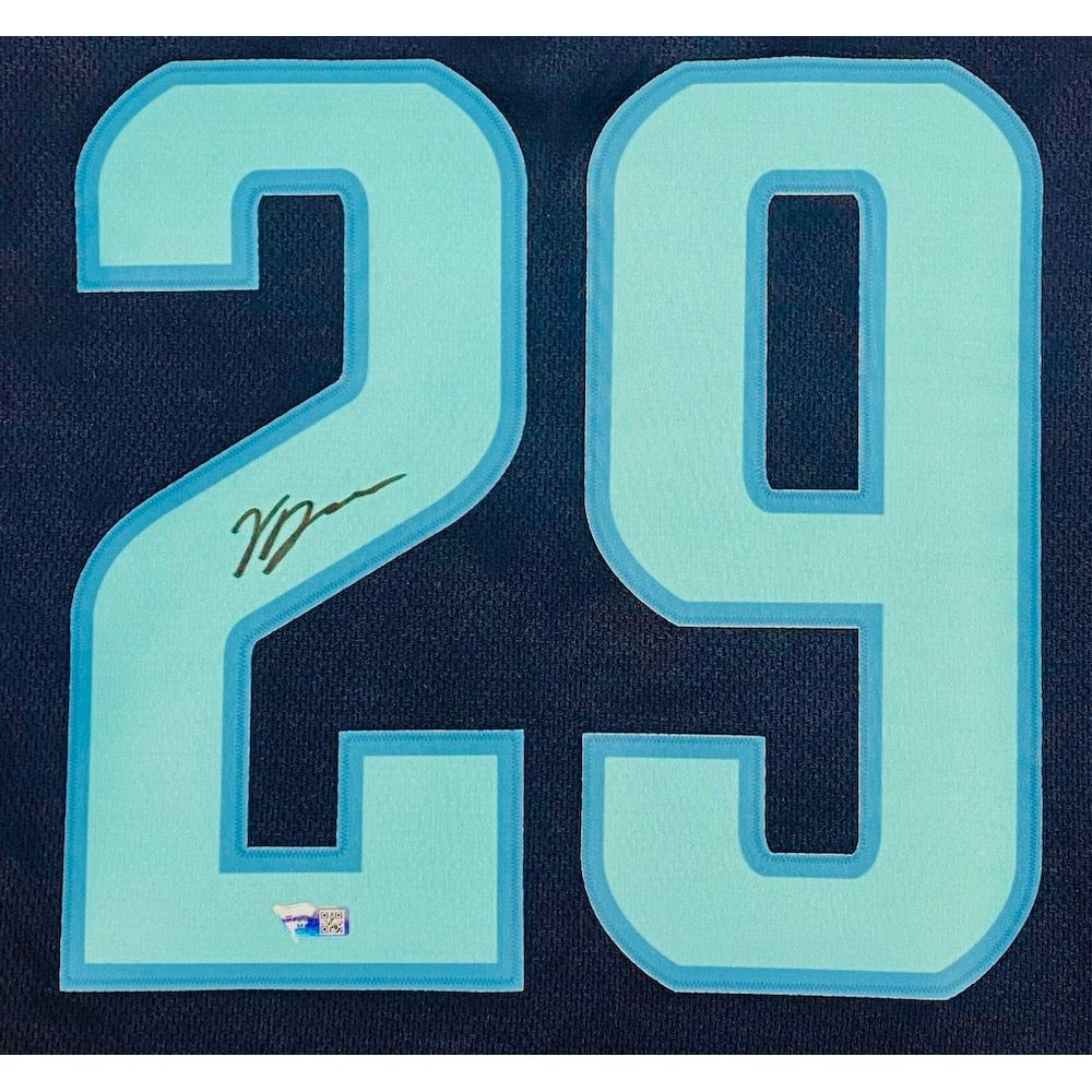 VINCE DUNN Autographed Seattle Kraken Navy Inaugural Patch Jersey FANATICS