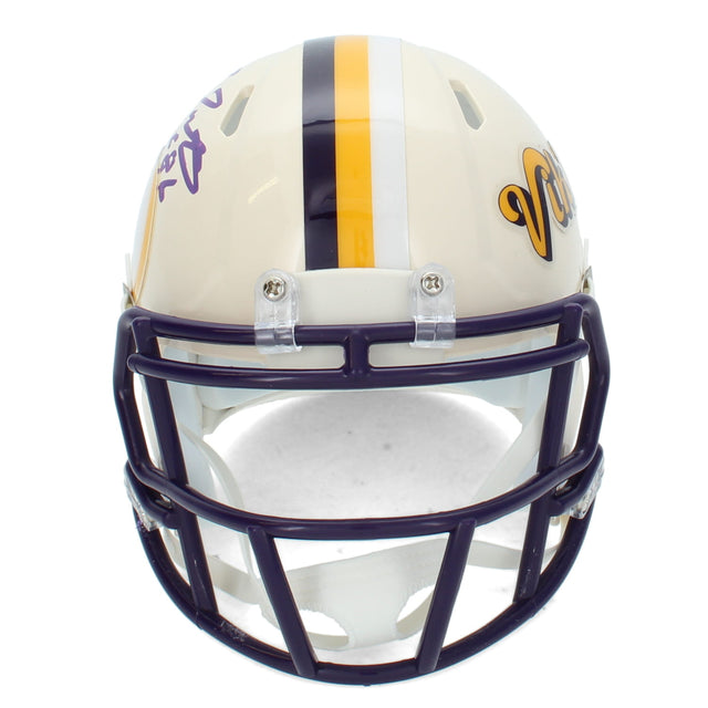 Fran Tarkenton Autographed/Inscribed "HOF 86" Minnesota Vikings RETRO Speed Mini Helmet Beckett