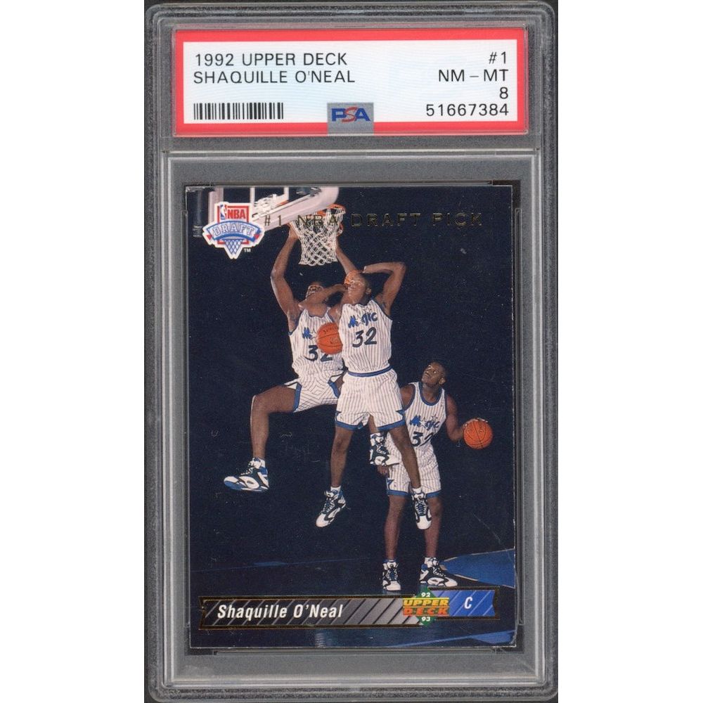1992 SHAQUILLE O'NEAL Upper Deck RC #1 Trading Card PSA 8