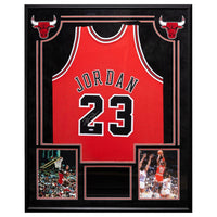 MICHAEL JORDAN Autographed Authentic Chicago Bulls 34" x 44" Framed Jersey w/ Monitor UDA