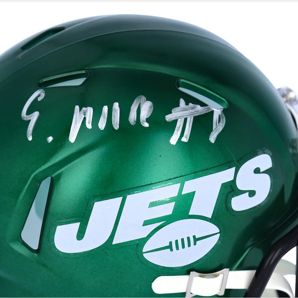 ELIJAH MOORE Autographed New York Jets Mini Helmet FANATICS