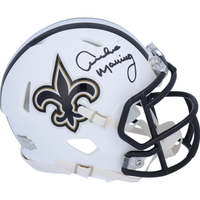 ARCHIE MANNING Autographed New Orleans Saints Mini White Matte Helmet FANATICS