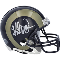 KURT WARNER Autographed St. Louis Rams Throwback Mini Helmet FANATICS