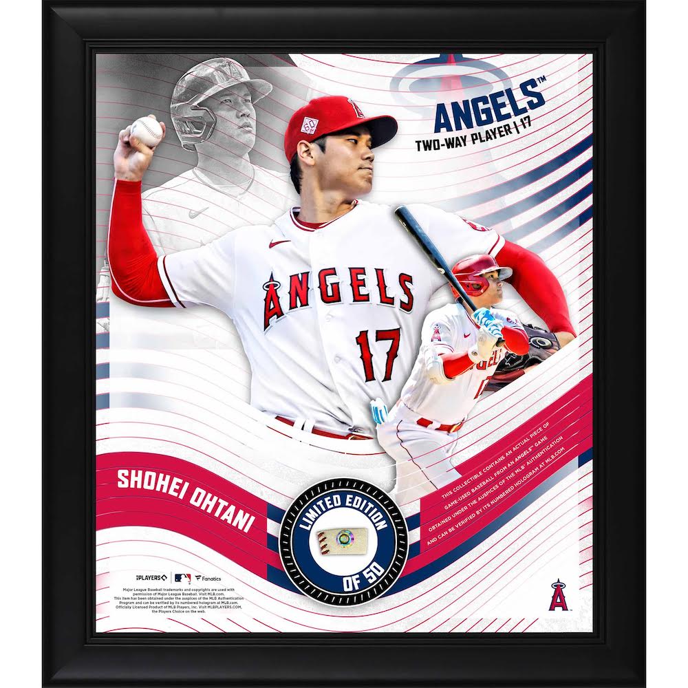 SHOHEI OHTANI Unsigned Los Angeles Angels Framed 15" x 17" Game Used Baseball Collage LE 50