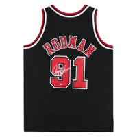DENNIS RODMAN Autographed Chicago Bulls Black Mitchell & Ness Jersey FANATICS