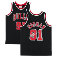 DENNIS RODMAN Autographed Chicago Bulls Black Mitchell & Ness Jersey FANATICS