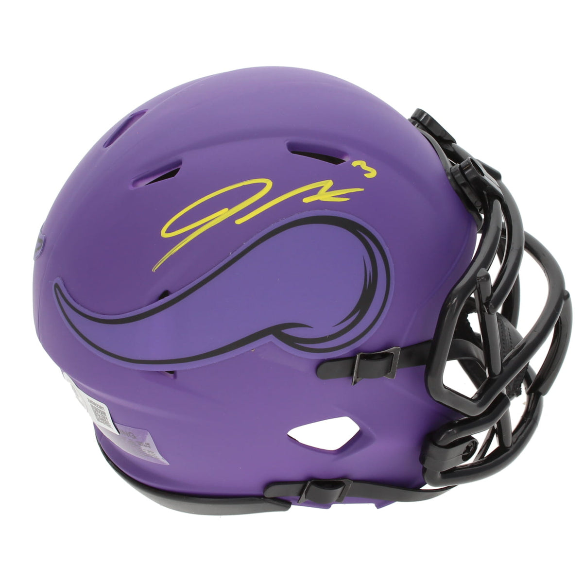 Jordan Addison Autographed Minnesota Vikings RAVE Speed Mini Helmet Beckett