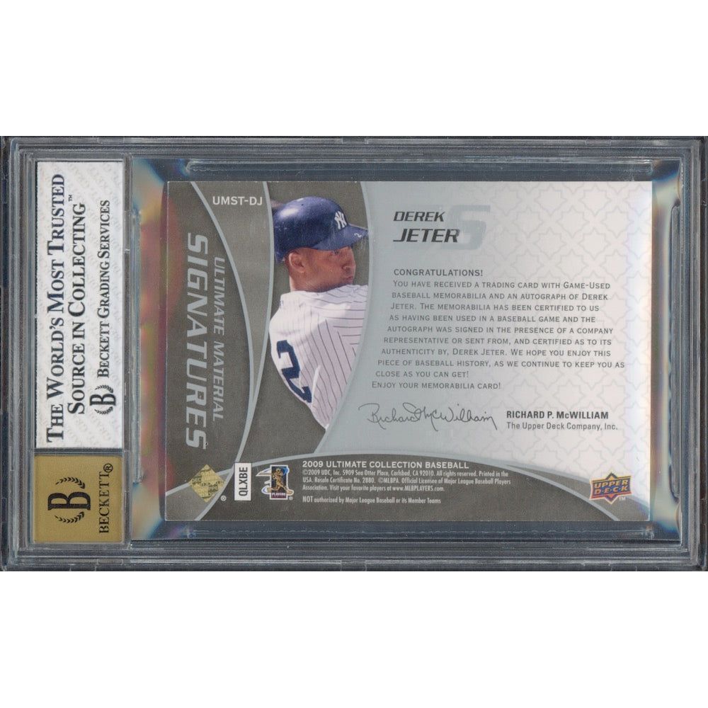 DEREK JETER Autographed 2009 Ultimate Collection Triple Materials UD Card BGS 10 LE 10/22