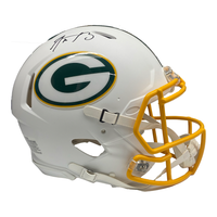 AARON RODGERS Autographed Packers White Matte Authentic Speed Helmet FANATICS